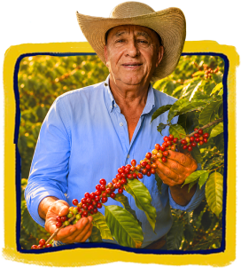 Don Oswaldo Giraldo en el cafetal